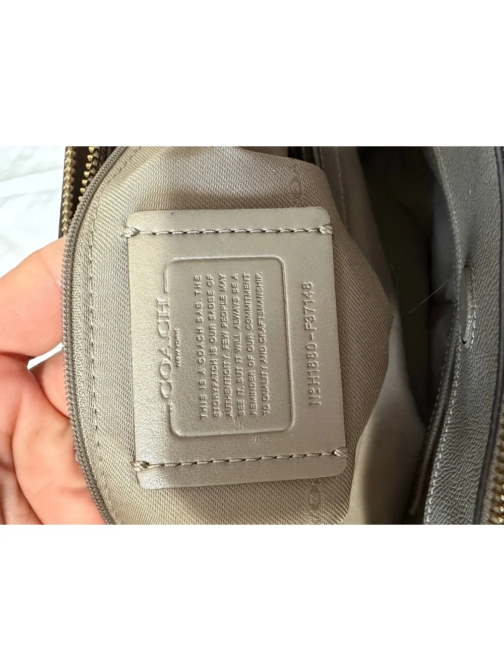 Coach Stanton Carryall Taupe Leather Shoulder Bag with Adjustable Strap